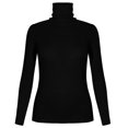 thumbnail image 2 of T-shirt Col Roulé Manches Longues Ajusté Extensible Basique Noir TG, 2 of 6