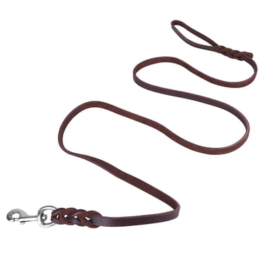 Leather Dog Rope Dog Training Leash, Dog Leather Leash, Dog Rope, Dark Brown Dog Leather Leash Braided Design Dog Training Leash For Pet Dog Training Home For Dog Lover Friend