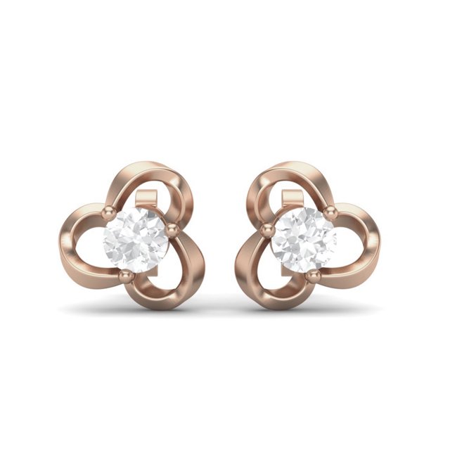 Boucles d'Oreilles Clous pour Femmes en Vermeil Rose en Argent Sterling 925 avec Améthyste Ronde de 4 mm et Griffes