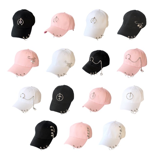 mmirethe Classic Baseball Hat With Ring Decor Adding Touch Of Style To Outfits Casual Semi-ring Pink 1Set