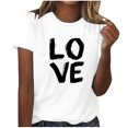thumbnail image 2 of Offres des Fêtes Iumwxz Coupe Classique T-Shirt Décontracté Hauts Basiques Hauts pour Femmes T-Shirts à Imprimé LOVE Manches Courtes Col Rond T-Shirt Hauts pour Dames Obtenez-le Aujourd'hui Magasinage, 2 of 4