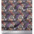 thumbnail image 1 of Soimoi Purple Rayon Crepe Fabric Insect & Texture Fabric Prints by Yard 46 Inch Wide, 1 of 2