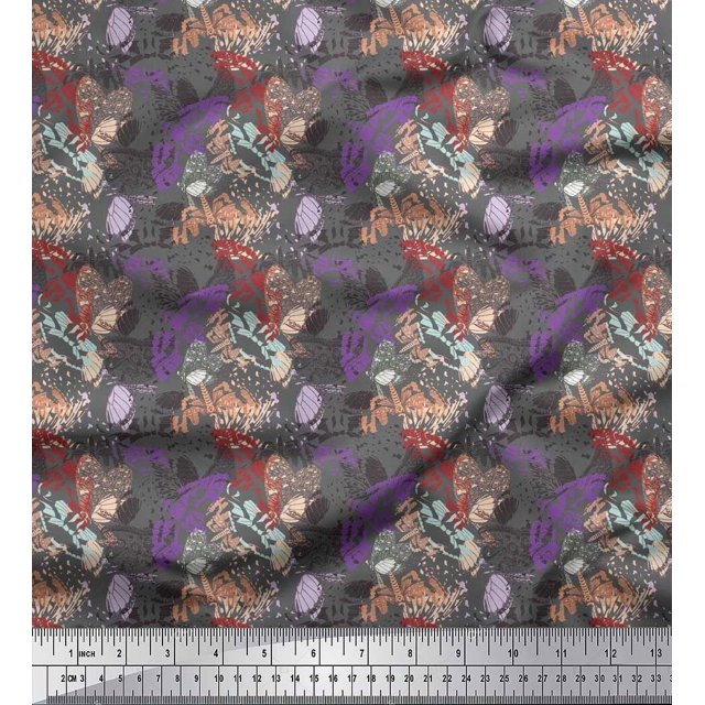 Soimoi Purple Rayon Crepe Fabric Insect & Texture Fabric Prints by Yard 46 Inch Wide