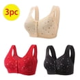 thumbnail image 3 of Bigersell Front Open Bras for Women 3pcs Training Bra Style R-54 Breathable Pullover Bras Pack R-54-khaki, 3 of 6