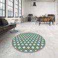thumbnail image 4 of Ahgly Tapis Rond Lavable en Machine Intérieur Transitionnel Bleu Lagon, 6 Pieds Rond, 4 of 7