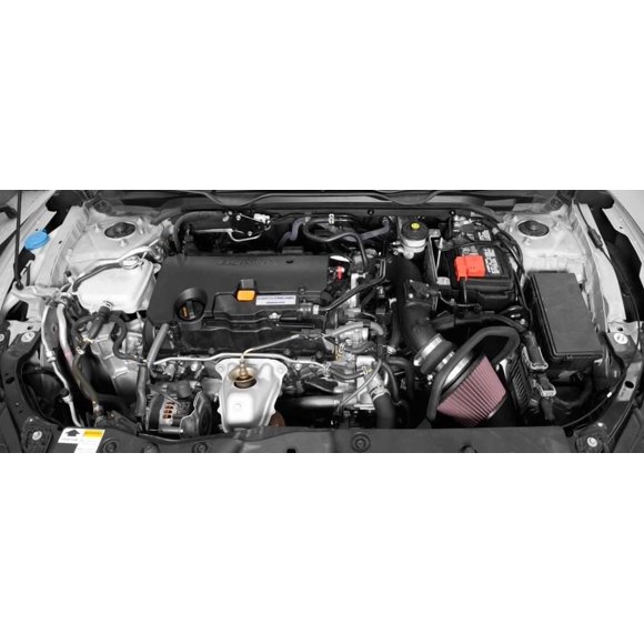 Fits 2016-2018 Honda Civic K & N Filters Cold Air Intake 63-3517 63 Series AirCharger; Black Polyethylene Tube; Red Filter; With Heat Shield