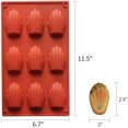 thumbnail image 2 of 9 Cavity Madeleine Pan, 2Pcs Nonstick Silicone Madeleine Molds, Shell Shape Baking Cake Mold Pan (Brick red), 2 of 4