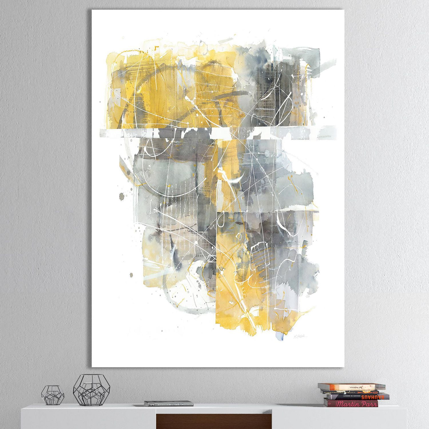 Designart Entrée et sortie de la circulation II Jaune Gris Art mural sur toile