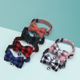 thumbnail image 2 of British Plaid Cats Bell Collar Two-layer Three-dimensional Bowknots Decor Size Adjustable Buckle Comfortable Beautiful Pets Neck Strap, 2 of 7