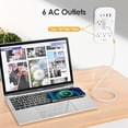 thumbnail image 2 of PrimeCables 6-Outlet Wall Mount Surge Protector Socket with 4 USB Charging Ports, 900 Joules, 2 of 7