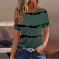 thumbnail image 3 of Atogsazn T-Shirt d'Été à Manches Courtes pour Femme, Décontracté et Chic, Col Rond, Tunique, Haut Basique, Vêtements pour Femmes, Vert Armée, TTG, Mode, 3 of 3
