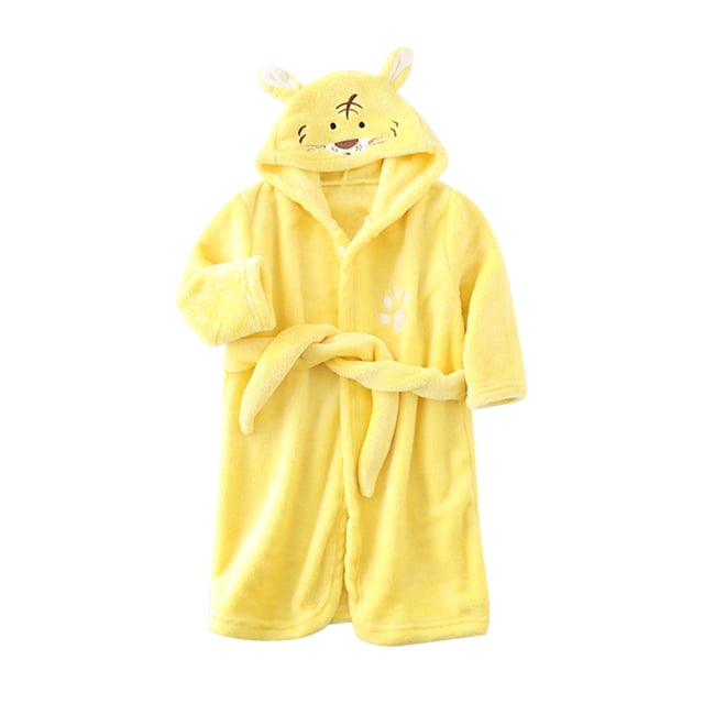 Sunnyoo Little Boys Hooded Warm Flannel Bathrobe Cartoon Nightrobe Homewear Sleepwear Robe