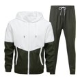 thumbnail image 1 of cllios Color Block Tracksuits for Men Big and Tall Long Sleeve Hoodies and Drawstring Sweatpants Sets Hooded Jackets Sports Matching Suits Mens 2 Piece Outfits, 1 of 8