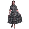 thumbnail image 1 of Bimba Robe à Manches Retroussables Imprimée Florale pour Femmes Col Mandarin Chemise Boutonnée-Petite, 1 of 5