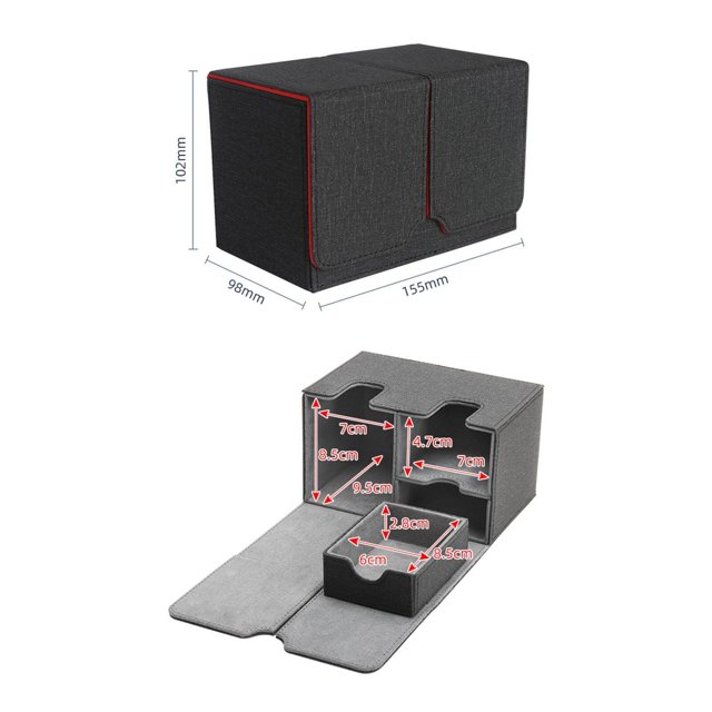 pitrice Boîte de Rangement pour Deck de 160 Cartes Organisateur de Cartes MTG Rangement Collection Portable Conteneur de Cartes Premium pour Enfants Carte de Rassemblement Jouet MTG TCG Noir Rouge