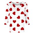 thumbnail image 4 of cfhntfmh Valentines Chemises pour Femmes Mignonnes Blouses à Imprimé Cœur Chemise Manches 3/4 Tunique Décontractée Mode Hauts 2025, 4 of 4
