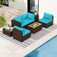 thumbnail image 4 of Costway 7 Pieces Outdoor Furniture Set with 32" Fire Pit Table and Propane Tank Cover Turquoise, 4 of 10