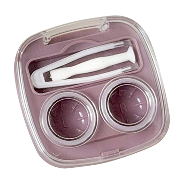 Étui de Rangement Compact Portable Violet pour Lentilles de Contact avec Support d'Accessoires Intégré pour Usage Quotidien et Organisation de Voyage