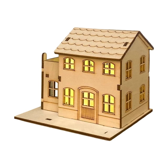 Light-Up Handmade Wooden Christmas Village Houses For Crafts