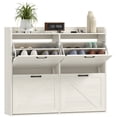 thumbnail image 1 of HOMCOM 4 Flip Drawer Shoe Cabinet, Slim Shoe Storage Cabinet, White Oak, 1 of 10