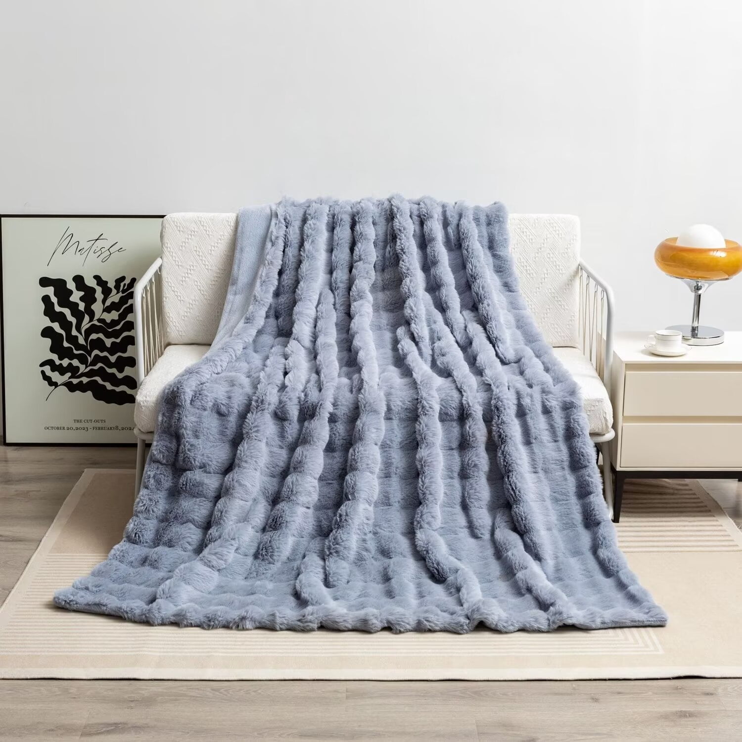 Xiao Hua imitation plush weighted blanket, soft and luxurious plush thick blanket, suitable for single/double beds and sofas -27.55 inches x 39.37 inches, blue, 1 piece