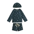 thumbnail image 1 of Hiiyo Toddler Boys 3Pcs Swimsuit Long Sleeve Rash Guard Shorts Hat Quick Dry Bathing Suit, 1 of 8