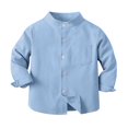 thumbnail image 1 of Besolor Toddler Baby Boys Button down Shirt Kids Long Sleeve Solid Color Stand Collar Fall Spring Dress Tops, 1 of 3