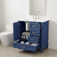 thumbnail image 2 of Homy Casa 30 Inch Modern Blue Bathroom Vanity Cabinet Set with Ceramic Basin, Solid Wood Frame, Soft-Close Door & Drawers, 2 of 11