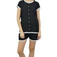 thumbnail image 2 of Bimba Ensemble de Pyjama en Dentelle Noir pour Femmes à Boutons, Chemise de Nuit en Rayonne et Short, Robe-16, 2 of 11