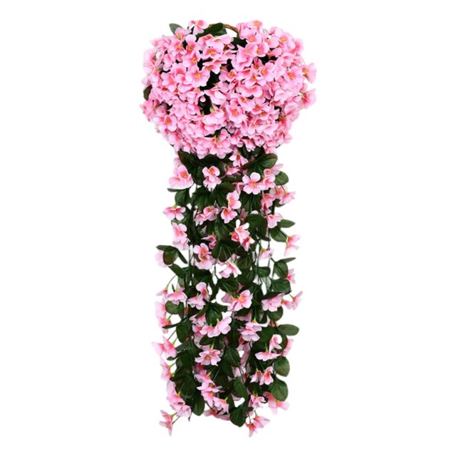 Flowers for Decoration Simulated Violet Wall Hanging Silk Flower Showcase Balcony Decoration Fake Flower 18 Head Hydrangea Decorative Flower Flower Wall Decor. A cascading arrangement of 18 pink hydrangea-like artificial flower heads with green leaves, designed for wall hanging. Suitable for balconies, window displays, or home decor, this lightweight and realistic silk flower decoration adds vibrancy and charm to any space.
