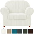 thumbnail image 1 of Subrtex Housse de Sofa en Jacquard Extensible à Rayures, 2 Pcs, 1 of 6
