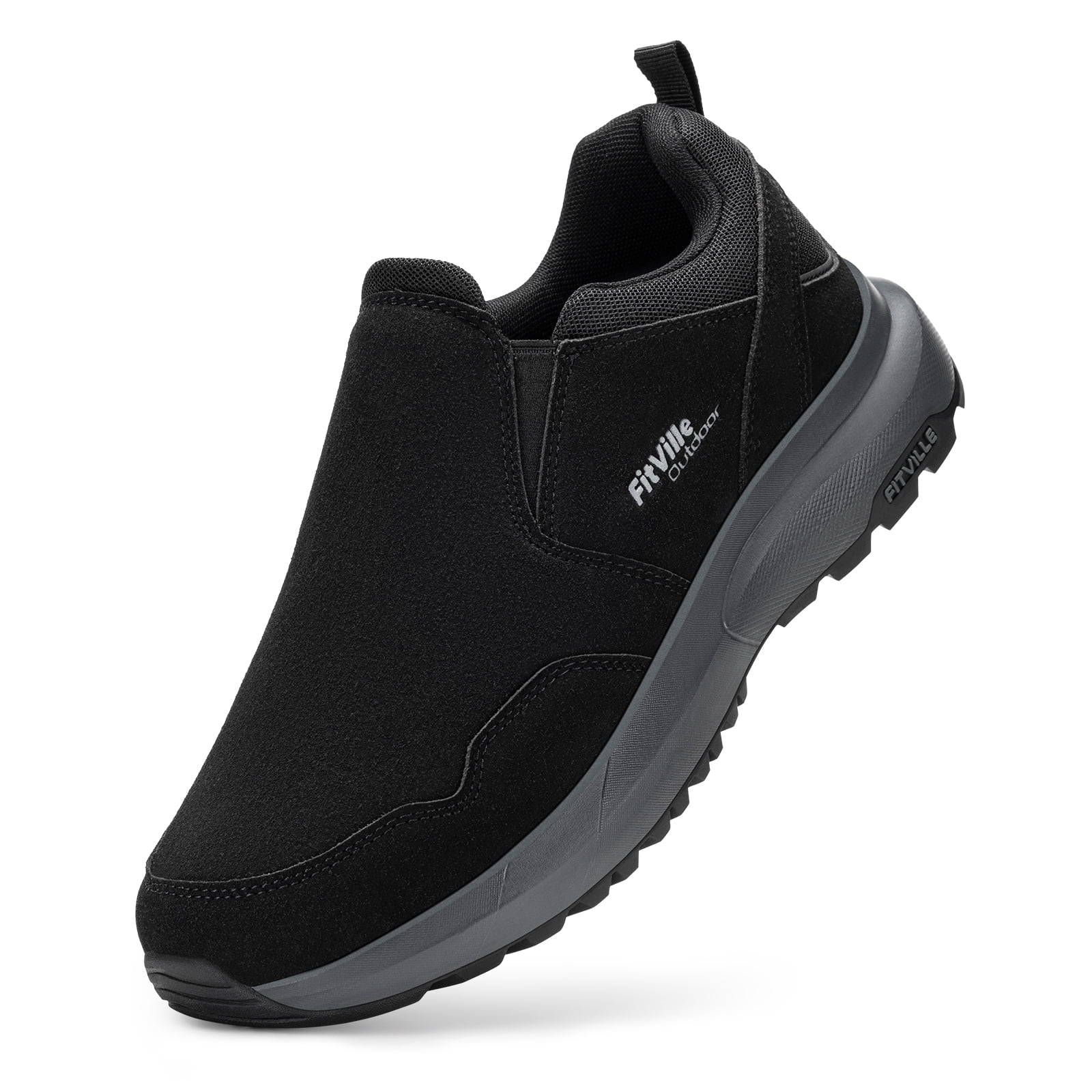 ウィル FitVille Men's Slip-On Wide Shoes Outdoor Walking Shoes for Men