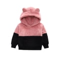 thumbnail image 2 of IROINID Économies Chandail pour Tout-Petits Chandail à Capuchon pour Bébés Garçons Filles Chandail à Capuche Assorti de Couleurs Mignon Chaud en Peluche Veste pour Bébé à Enfiler, Rose, 2 of 9