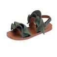 thumbnail image 1 of GiLiling Girls Sandals, Open-Toe Summer Shoes with Ruffle Straps Adjustable Ankle Closure, Non-Slip TPR Sole for Casual Fashion Wear (Green, 5-5.5 Years), 1 of 2