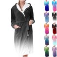 thumbnail image 1 of Meichang Women's Plush Fleece Robe Gradient Long Sleeve Shawl Collar Winter Bathrobe Mid Length Soft Fuzzy Fluffy Robe with Belt Loungewear, 1 of 4
