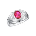 thumbnail image 4 of RYLOS Men's Rings 14K White Gold Rings Classic Designer Style 9X7MM Oval Gemstone & Diamond Ring Ruby July Birthstone Rings For Men Size 10, 4 of 7