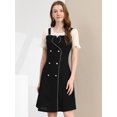 thumbnail image 2 of INSPIRE CHIC Robe pour Femme en Mousseline Contrastée à Manches Courtes avec Boutons Décoratifs Noir m, 2 of 6