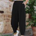 thumbnail image 2 of Timegard Pantalon pour Femmes Froncé, Taille Haute Élastique, Jambe Fuselée, Décontracté, Ample, avec Poches, 2 of 7