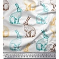 thumbnail image 1 of Soimoi White Poly Georgette Fabric Rabbit Animal Print Sewing Fabric metre 52 Inch Wide, 1 of 1