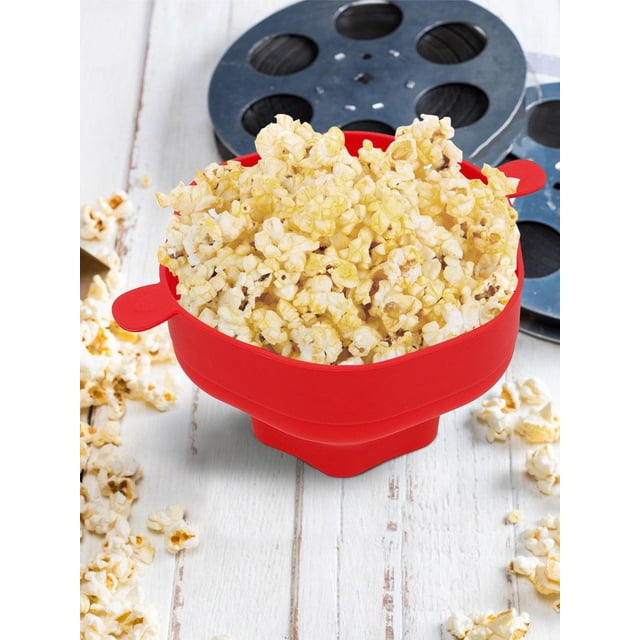 2pcs Microwave Popcorn Maker Reusable Silicone Popcorn Popper with Lid and Handle Collapsible Popcorn Bucket Heat-Resistant Popcorn Popper Bowl Dishwasher Safe for Home Party