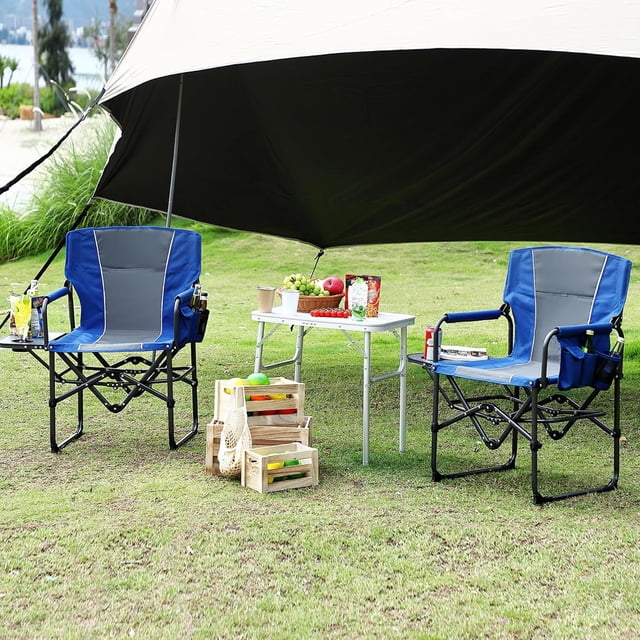 Ourlova Oversized Directors Camping Chair - 2 PCS, Portable, Aluminum, with Side Table