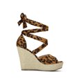thumbnail image 3 of BLISSFUL STEP Chaussures pour Femmes Espadrilles à Lacets Sandales Compensées à Plateforme Léopard 8.5, 3 of 8