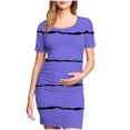 thumbnail image 2 of Ovzne Robes d'Été pour Femmes Robe pour Femme Jupe de Maternité Plissée Imprimée à la Mode pour Femme à Manches Courtes à Col Rond Robe Mi-Mollet Robe Maxi Grande Taille à Manches Courtes Imprimée Liquidation, 2 of 6