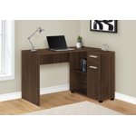Monarch Specialties Bureau d'ordinateur, Bureau à la maison, Coin, Tiroirs de rangement, 46"l, L Forme, Travail, Ordinateur portable, Stratifié, Noyer, Contemporain, Moderne