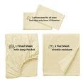 thumbnail image 4 of Comfy Bamboo World 9900 Series Embroidered Bedsheets Sheet Set, King Size, Cream, 4 of 5
