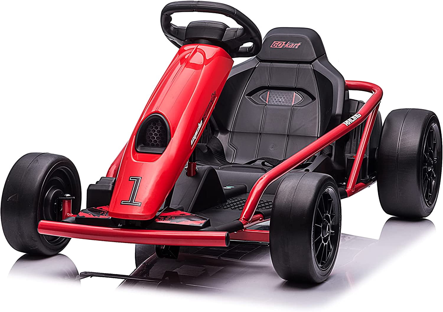 VOLTZ TOYS 24V Electric Drift Go Kart for Kids, Outdoor Racer Ride On Car with Dual Motors, Safety Belt, 8 MPH Max Speed, Red