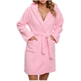 thumbnail image 1 of Penkiiy Womens Robe Long Kint Bathrobe Lightweight Soft Robes Ladies Bath Robe XL Pink, 1 of 8