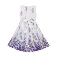 thumbnail image 5 of Robe Fille Rose Violette Double Nœud Papillon Fête Enfants Robe d'Été 9-10 Ans, 5 of 5