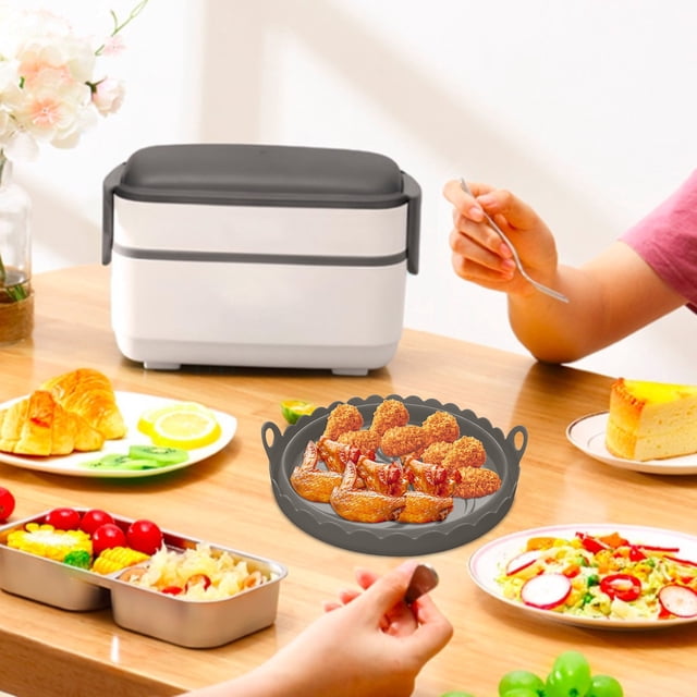 TIMIFIS Air Silicone Doublure en pour Friteuse à Chaud, Ensemble de Pots en Silicone pour Friteuse à Air Chaud pour Friteuse à Air Double Ninja, Plateau de Cuisson en Silicone Réutilisable pour Friteuse à Air, Panier pour Friteuse à Air pour Friteuse à Air Instantanée