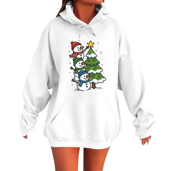 Fashion Letter Print Hooded Sweatshirt Long Sleeve Pullover For Fall And Winter Knitted Hoodie Sweater for Women Tall Womens Hoodies Long Hoodie Jacket Women Woman Sweat Shirt Thick Sweatshirt White S